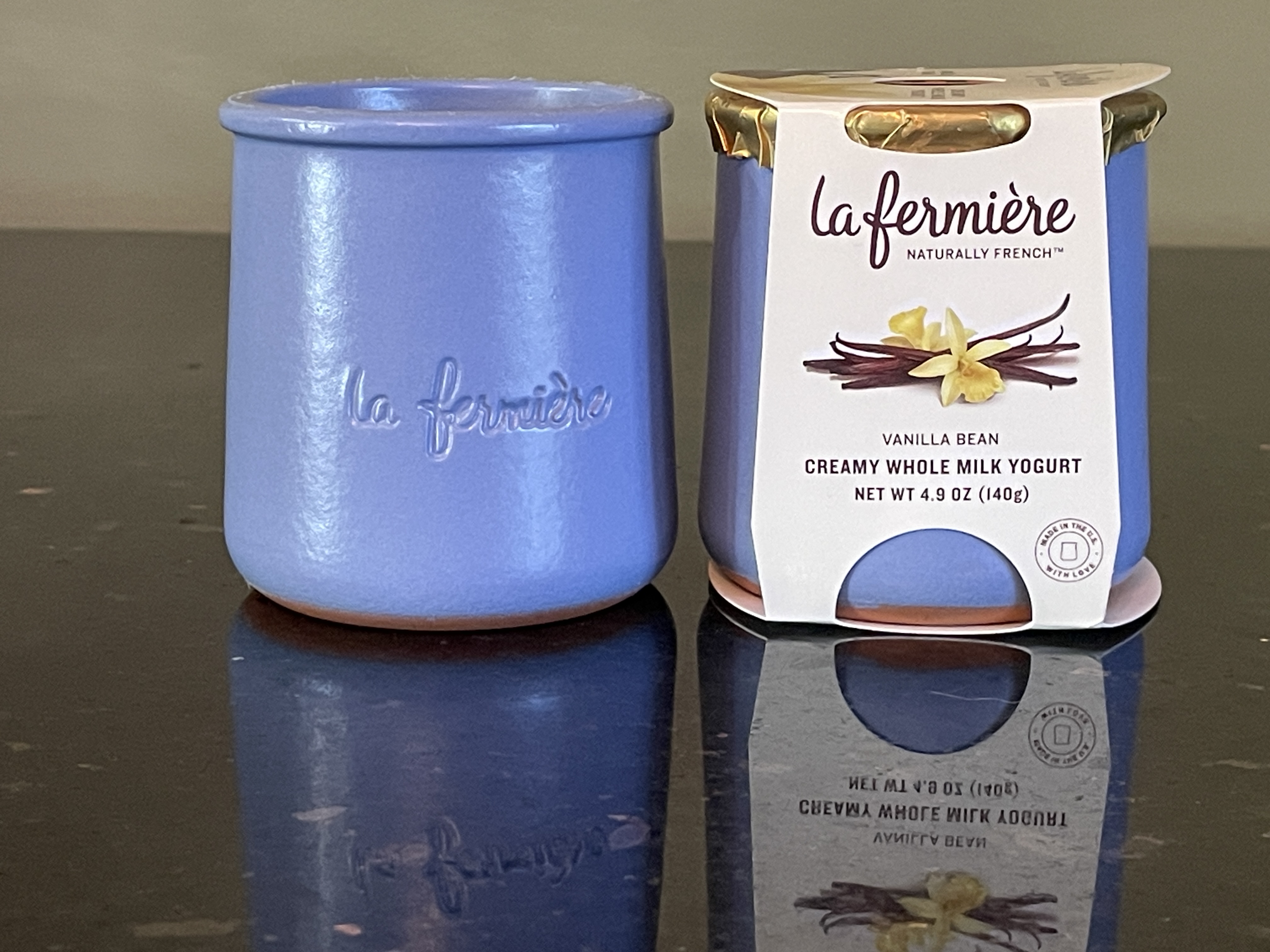 La fermiere yogurt in lavendar terra cotta pot